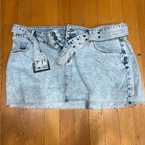 Rewash Light Blue Denim Skirt with Branded Waistband
